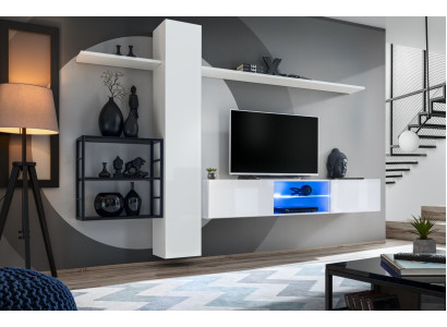 Wohnwand Möbel Einrichtung 270 cm Wandschrank Weiß Wand Regale Einrichtung