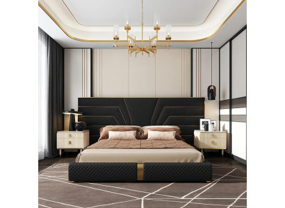 Designer Bett Betten Polsterbett Metall Gold 180x200 Ehebett Doppelbett