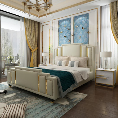 Luxus Schlafzimmer Set Design Bett 2x Nachttisch Holz Komplett 3 tlg