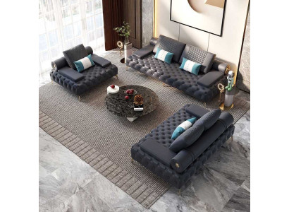 Wohnzimmer Set 3tlg Schwarz Wohnzimmer Sofagarnitur 3 + 2+ 1 Sitzer Neu Holz