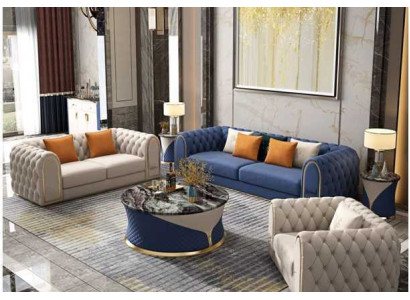 Luxus Wohnzimmer Set 3 tlg Chesterfield Modern Stil Sofagarnitur 3+2+1 Designer