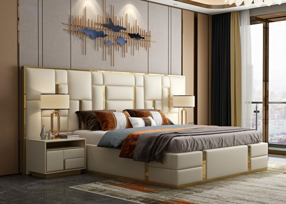 Komplett Schlafzimmer Möbel Set 3 tlg. Design Möbel Nachttische Betten