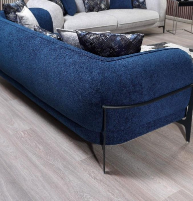 Moderne Couchgarnitur Luxus Sofas Dreisitzer Sessel Blau Polstermöbel 3tlg