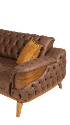 Dreisitzer Sofa Luxus Sitzer Chesterfield Leder Braun Design Wohnzimmer