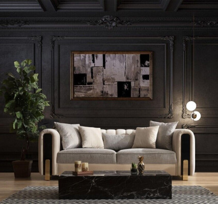 Weißer Dreisitzer Luxus Couch Modernes Edelstahl Design Wohnzimmermöbel