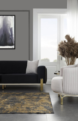 Luxus Sessel Weißer Einsitzer Wohnzimmermöbel Polyester Edelstahlmöbel