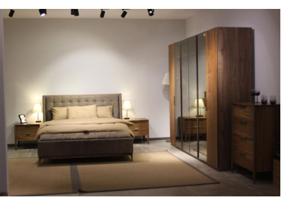 Designer Schlafzimmer Set Luxus Bett 2x Nachttisch Holz Komplett neu 3 tlg.