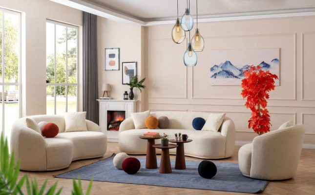 Wohnzimmer Set 3tlg. Designer Sofagarnitur 4+3+1 Sitz Wohnlandschaft