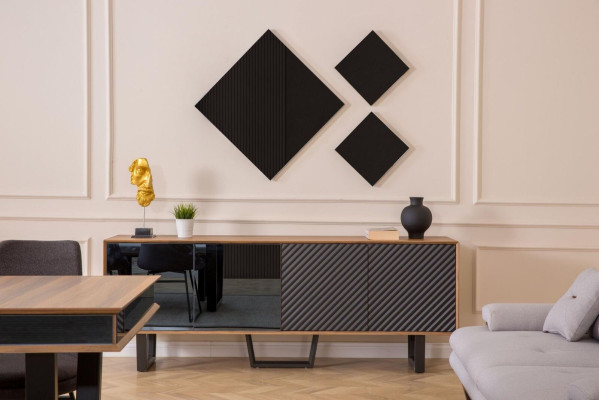 Esszimmer Set Esstisch 4x Stühle Bank Sideboard Essgruppe 3x Spiegel 10tlg