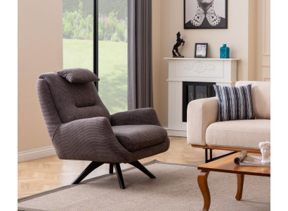 Designer Sessel Polster Textil Modern Polster braun Modern Club Lounge