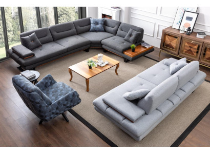 Designer 3tlg. Wohnzimmer set Ecksofa L-form + 3 + 1 Sitzer Modern neu