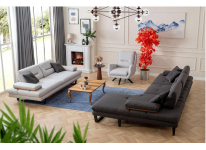 Modern Sofagarnitur 3 + 1 Sitzer und Ecksofa L-form Designer Möbel neu