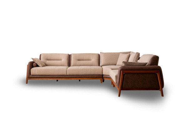 Luxus Ecksofa L-Form Beige Wohnzimmer Möbel Couch Multifunktion Couchen Modern