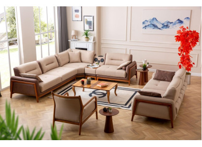 Luxus 3 tlg Wohnzimmer Set Ecksofa L-form 3 Sitzer Relax Sessel Möbel