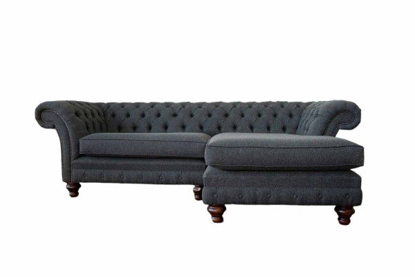 Chesterfield Ecksofa L-Form Stoff Design Couch Sitz Sofa Textil Eck Neu