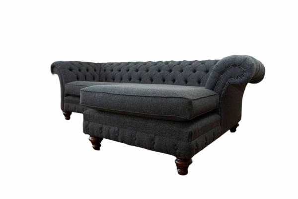Chesterfield Ecksofa L-Form Stoff Design Couch Sitz Sofa Textil Eck Neu
