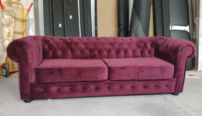 Sofa 2 Sitzer Polsterung Metall Design Couches Samt Vintage Stil Chesterfield