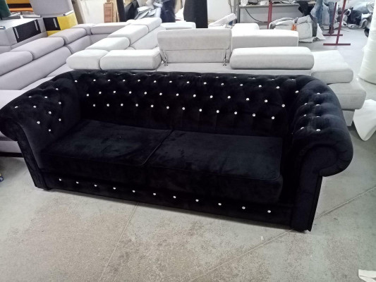 Sofa 2 Sitzer Polsterung Metall Design Couches Samt Vintage Stil Chesterfield