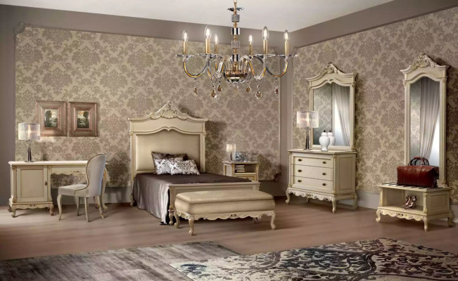 Schlafzimmer Set Bett Nachttisch Holz Kommode Luxus Modern 7tlg. Neu