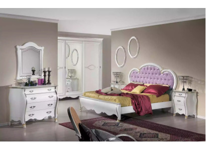 Klassischer Schlafzimmer Set Bettgestell 2x Nachttische Kommode Möbel