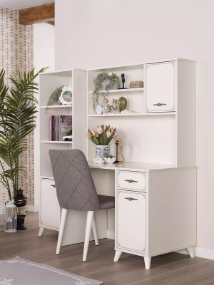 Gruppe Computertisch Schreibtisch Set Holz Bücherregal Weiß 3tlg Regal