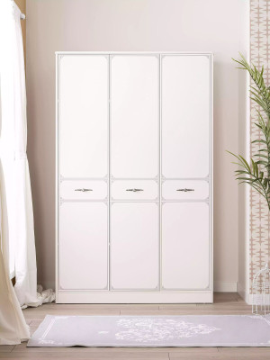 Holzschrank Luxus Kleiderschrank Schrank Möbel Holz Weiß 3 Tür Design