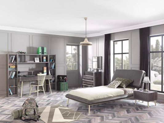 Polsterbett Bettrahmen Bett Bettgestell Stoff Grau Jugendbett Bettgestelle