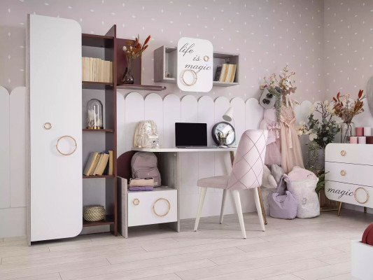 Designer Kinderzimmer Möbel Schreibtisch 2x Bücherregale Holzmöbel 3tlg