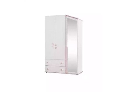 Design Kleiderschrank Holzschrank Schrank Möbel Holz Spiegel Weiß Neu