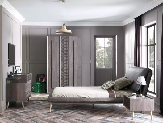 Holzschrank Luxus Kleiderschrank Schrank Möbel Holz Grau 3 türig Design