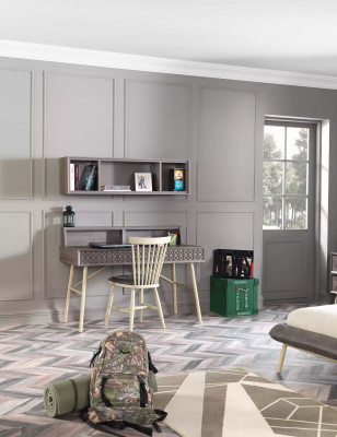 Computertisch Set 3tlg Schreibtisch Bücherregal Holz Grau Regale Tisch