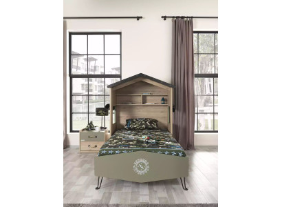 Komplette Kindermöbel Kinderbett Bett Holz Grün Set 2tlg Nachttisch