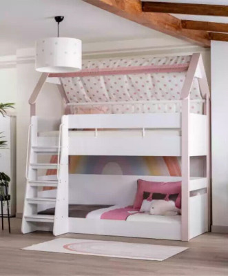 Etagenbett Kinderzimmer Kinderbtt Bett Bettrahmen Holz Rosa Hochbett