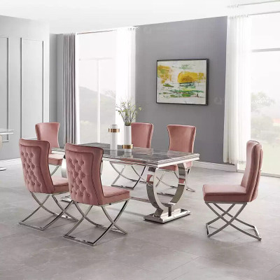 Designer Rechteckiger Esstisch Esszimmer Möbel Luxus Edelstahltische