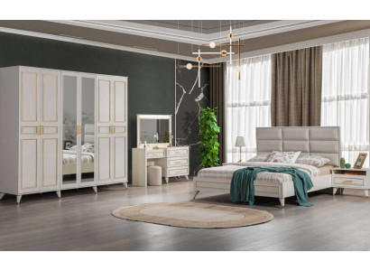 Schlafzimmer Designer Doppelbett Luxus Schminktisch Edler Hocker 7tlg