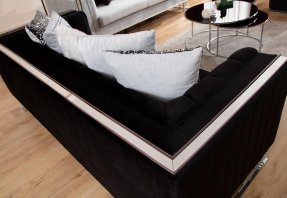 Schwarz-Weiße Sofas Luxus Wohnzimmer Garnitur Dreisitzer Sessel 4tlg Set