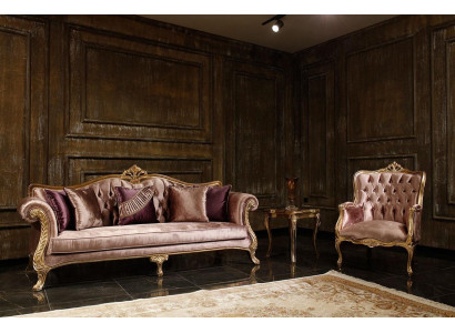 Klassische Rosa Chesterfield Sofagarnitur 3-Sitzer Couchtisch Sessel