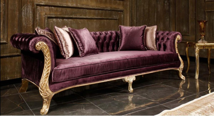 Klassische Rosa Chesterfield Sofagarnitur 3-Sitzer Couchtisch Sessel