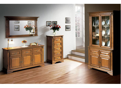 Wohnzimmer Schrank Kommode Italien Spiegel klassisches Set 3tlg Holz