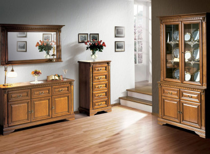 Wohnzimmer Schrank Kommode Italien Spiegel klassisches Set 3tlg Holz