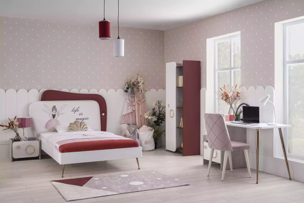 Moderne Kinderzimmer Garnitur Holz Möbel Kinderbett Schreibtisch Regal