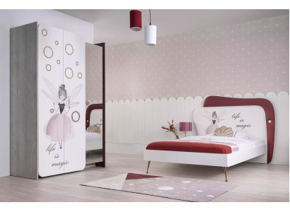 Komplette Holz Kinderzimmer Garnitur Bett Kleiderschränke Nachttische