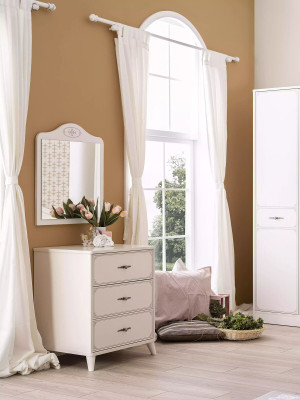 Garnitur Bett Jugendbett Funktionsbett Ausziehbares Set 5tlg Holz Weiß