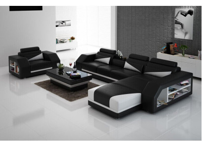 Design Ecksofa Couch Polster Garnitur Automatische Relax Funktion Sofa Neu Leder