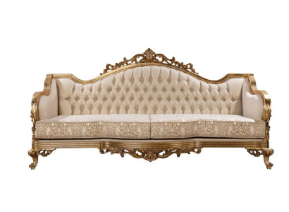 Dreisitziges klassisches barockes Rokoko-Polstersofa in Goldholzqualität