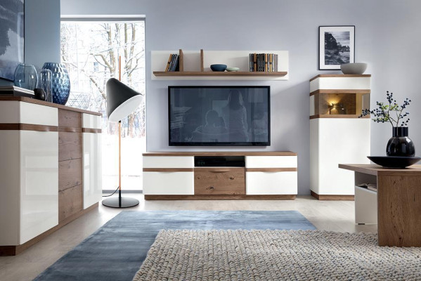 Vitrine Holz & Glas Anrichte Schrank Wohnzimmer Kollektion Modern Stil Regal