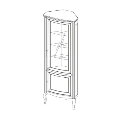 Eckschrank Massivholz Holzschrank Klassische Vitrine Vitrinenschrank - PR-W-N
