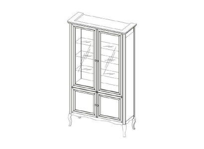 Schrank Klassische Vitrine Vitrinenschrank Massivholz Echtholz - Model PR-W2