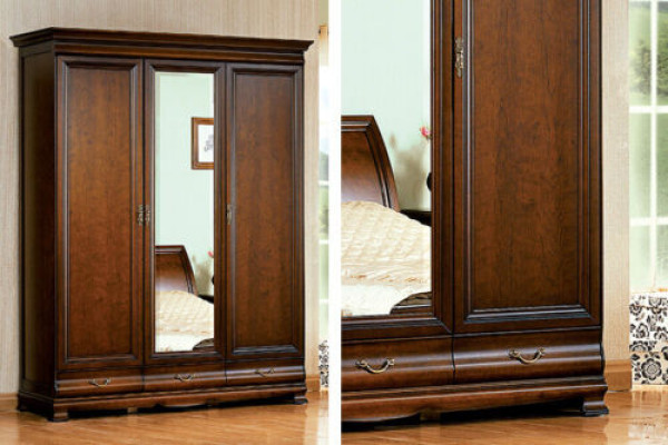 Klassische Schränke Schrank Schrankwand Kleiderschrank Holzschrank - Model N-3D