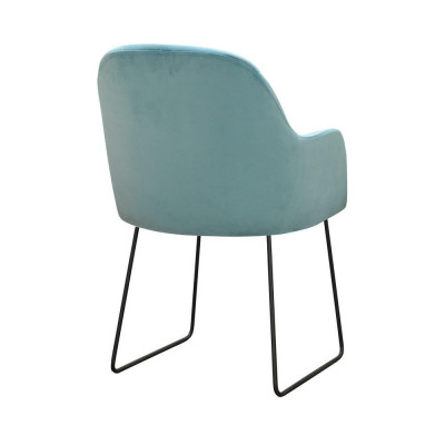 Moderne Lehnstühle Gruppe 8 Stühle Set Garnitur Turkis Polster Armlehne